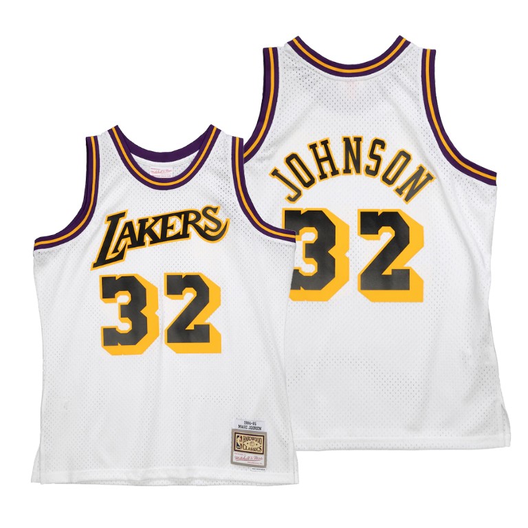 Men's Los Angeles Lakers Magic Johnson #32 NBA Reload 2.0 White Basketball Jersey WNU4683UH